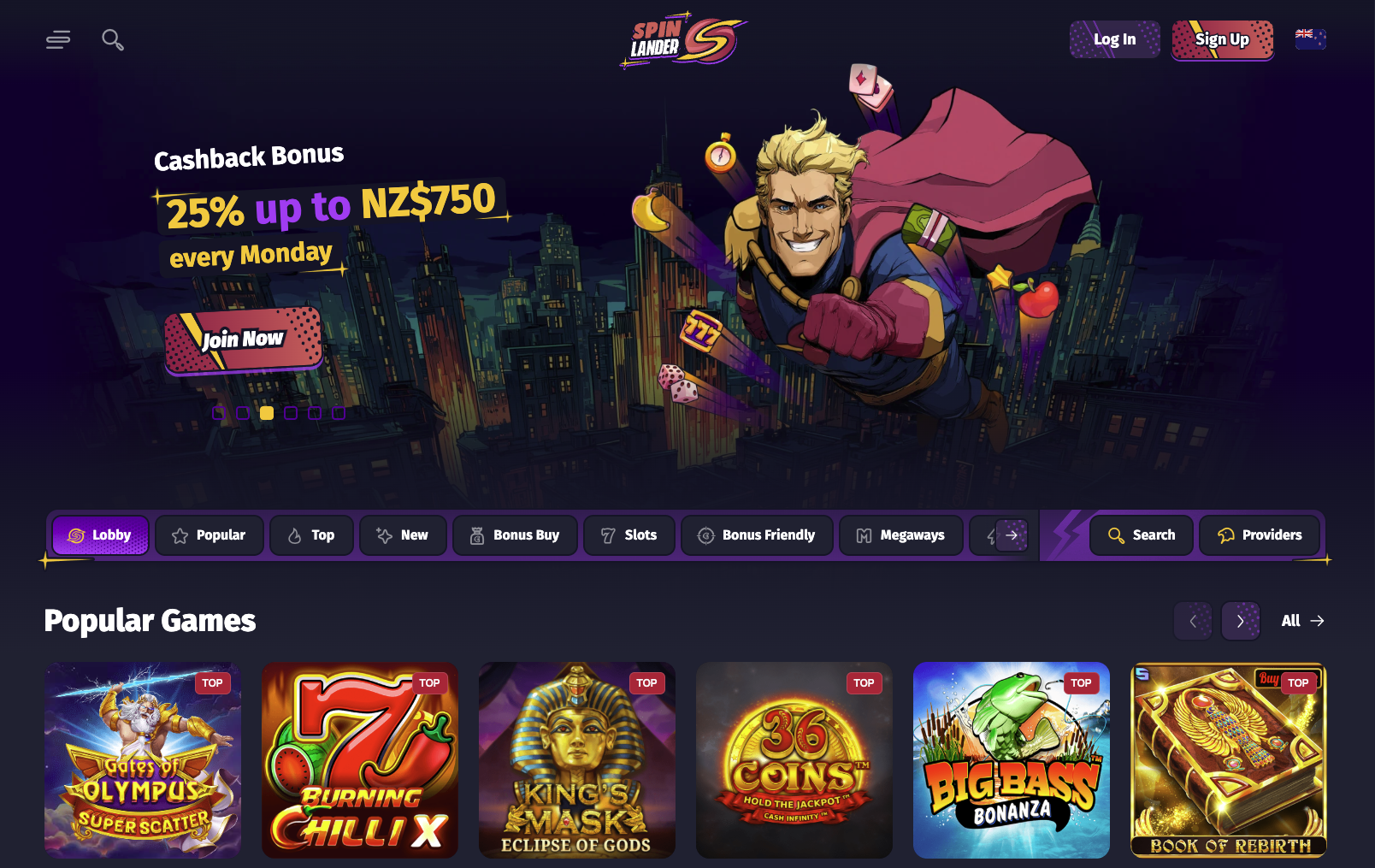 Spinlander casino lobby